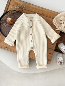 Versión Coreana de ropa de primavera y otoño para bebés, ropa de escalada de punto de color sólido para bebés y mujeres, pelele para <span class=keywords><strong>recién</strong></span> <span class=keywords><strong>nacidos</strong></span> - Product Image 4