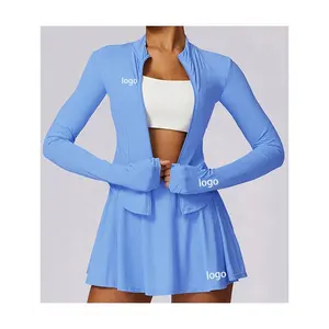 national china romantic sun screen yoga skirt for gym yoga tennis wear female in stock ladies jacket skirt suit