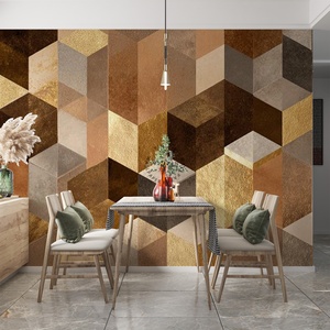 Carta da Parati Murale Geometrica Cubica Metallizzata Impermeabile Facile da Installare Fai-da-Te per Decorazione Pareti Domestiche - Product Image 2