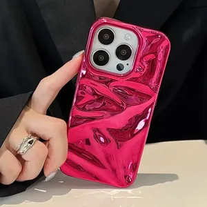 Coque de téléphone 3D effet froissé argenté électroplaqué de luxe pour <span class=keywords><strong>iPhone</strong></span> 17 16 15 14 <span class=keywords><strong>13</strong></span> 11 12 17 Pro Max Air, motif ondulations <span class=keywords><strong>d</strong></span>'<span class=keywords><strong>eau</strong></span>, antichoc - Product Image 5