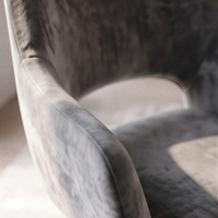 Chaise de salle à manger pivotante en velours avec accoudoirs creux, base en métal noir trépied, rotative, moderne, pour hôtel, accent, maison, bureau, intérieur