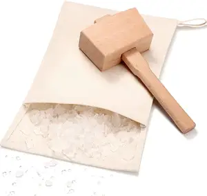 碎冰用木槌和冰袋、木锤和棉麻袋