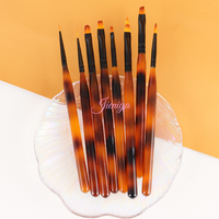 Prix d'usine – Ensemble de pinceaux pour nail art français avec manche motif écaille de tortue, poils en nylon, pinceau oblique pour gel UV et liner