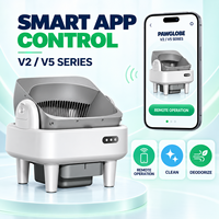 Bac à litière intelligent pour chat V5, design ouvert, avec spray désodorisant automatique en option, contrôle par application et pieds de support amovibles