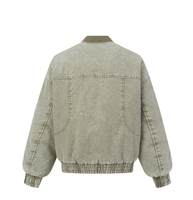 Blouson Bomber matelassé vintage délavé pour homme, avec poches plaquées à bords bruts, fermeture éclair et poignets côtelés, style streetwear, coupe oversize, vêtement d'extérieur d'hiver pour homme