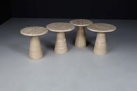 Table basse ronde en pierre de travertin de salon de Style italien nordique, Table d'appoint circulaire moderne en travertin ou Table basse