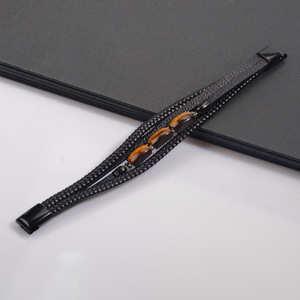 Custom <b>Leather</b> Hand-Woven Multi-Layer <b>Bracelet</b> For Men Tiger Eye Stone Retro Stainless Steel Buckle 7.5 8.5 9 Inches Gift - Product Image 1