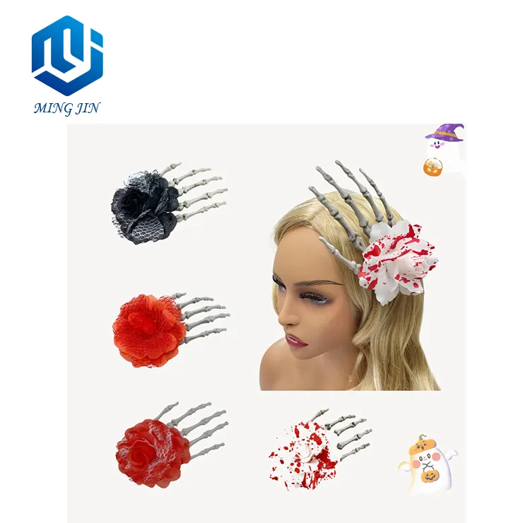 Halloween Skull Hand Artificial Flower Hair Accessories Festival Party Hairband Headband For Women