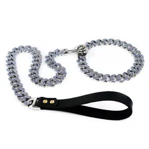 हॉट सेलिंग 25 मिमी 32 मिमी एडजस्टेबल गैंडा क्यूबन लिंक डॉग कॉलर और पट्टा - Product Image 2