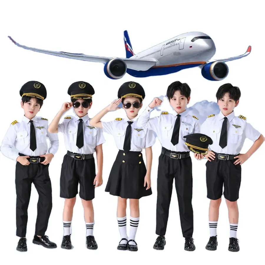 Kids Airline Pilot Uniform for Party Performance Dress Kids Uniform Shirt