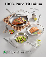 Ensemble de casseroles en titane pur OEM, 8 pièces, finition martelée, antiadhésif, sans revêtement, intérieur sans rivets, compatible induction