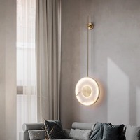 Lámpara Colgante de Mármol de Diseño Moderno y Lujoso, Lámpara de Pared de Latón para Sala de Estar, Dormitorio, Hotel