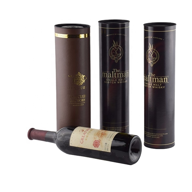 Eco Friendly Custom Cardboard Cylinder Round Gift Paper Tube Wine Packaging Tube