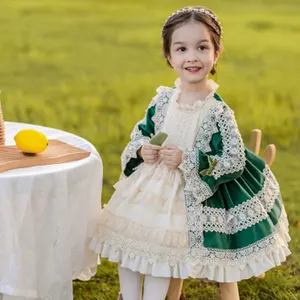 Bebé de manga larga 1 año de terciopelo hinchado español nuevo diseño vestido de fantasía 2021 princesa Lolita vestido chico