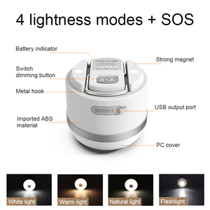 Đèn Làm Việc Cầm Tay Đèn <span class=keywords><strong>Led</strong></span> Cắm Trại Sạc Được Cho Đầu Ra Lều 1 Đầu Vào Pin Dự Phòng Di Động Ngoài Trời Đèn Lồng Tối Thiểu - Product Image 3