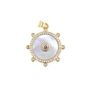 New Trend Round Charm Pendant Gold Plated Pearl Shell Jewelry Handmade Women Accessories Gifts Wholesale Findings