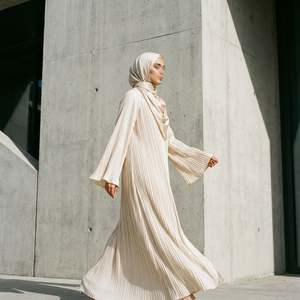 Robe musulmane personnalisée pour femmes, vente en gros de vêtements islamiques, robes Abaya modestes de couleur unie pour femmes, stock disponible, robe musulmane - Product Image 4