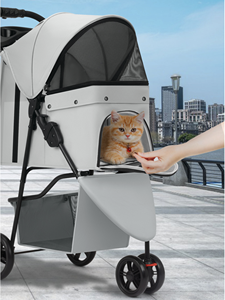 รถพ่วง3ล้อพับได้สำหรับสัตว์เลี้ยงแบบ one-touch น้ำหนักเบาพับได้สำหรับออกนอกบ้านแมวสีที่กำหนดเอง - Product Image 6