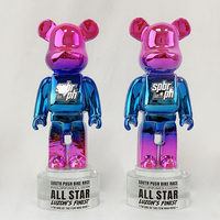 Nouveau Trophée Personnalisé Ours Violent Bleu Violet en Résine, Modèle d'Art Populaire, Cadeaux MH-S02