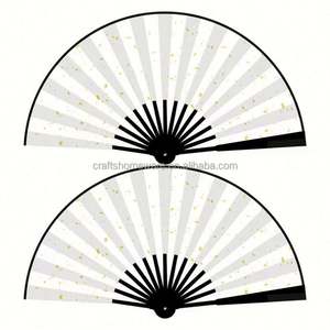 Abanico de mano premium de 33 cm para invitados de boda, con mango de plástico resistente, bambú pintado, estilo cesta de flores, decorativo, artesanal, recuerdo. - Product Image 4