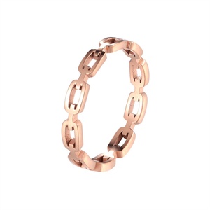 Trendy Daily Wear 14K Gold Plating Hollow Stainless Steel Link Chain <b>Ring</b> - Product Image 4