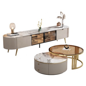 Chất lượng cao hiện đại sang trọng bằng đá cẩm thạch bằng gỗ <span class=keywords><strong>TV</strong></span> đứng và Bàn cà phê thiết lập cho nội thất phòng khách phong cách thiết kế nội thất <span class=keywords><strong>2025</strong></span> - Product Image 6