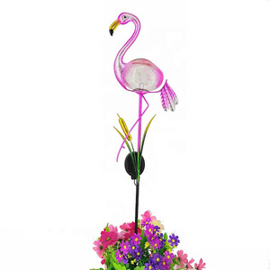 Solar Flamingo Garden Light With Crack Glass <b>Ball</b> <b>LED</b> Solar Powered Outdoor Decor Water Resistant Free Standing - Product Image 2
