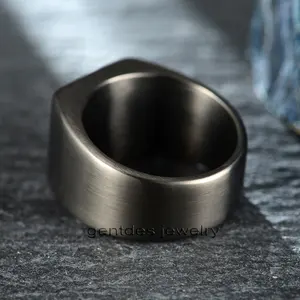 Gentdes Jewelry Fashion Hip-Hop Black Men's Ring Custom Real Letter Meteorite Ring Luxury Titanium Jewelry Manufacturer