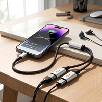 Cable Divisor en Y USB C Macho a Doble USB C Hembra, 0.3m 1m 2m, Cable Trenzado de Audio OTG para Laptop, Teléfono, Auto, Adaptador USB C