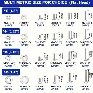 Super Screws Assortment Kit 1920 Pcs Stainless Steel Metric Pan Head Flat Head Bolt Nut Washer Set - Product Image 2