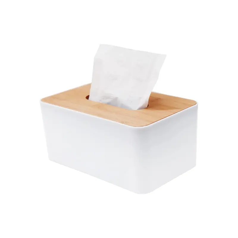 Kunden spezifisches Logo und Farbe Toiletten papier box Rollen halter Bambus abdeckung Kunststoff Tissue Box