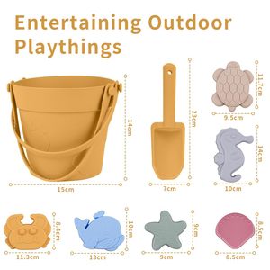 Ensembles de jouets de plage en silicone colorés très populaires, accessoires de plage, seau à sable, jouets de bain adaptés aux bébés - Product Image 2