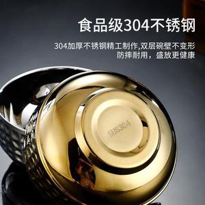 304 Stainless Steel Diamond Pattern Bowl For Rice Ramen Bibimbap Cold Noodle Gold Kimchi Salad Home Use - Product Image 4