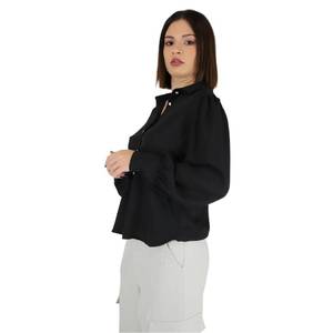 Camisa de Mujer Negra de Manga Larga con Botones, Blusa Casual de Talla Grande - Product Image 2