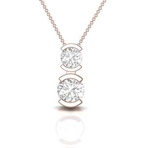 Pendentif pour femme en or blanc 14 carats massif, demi-serti, diamant de 0,34 carats, chaîne personnalisée, cadeau de Noël - Product Image 1