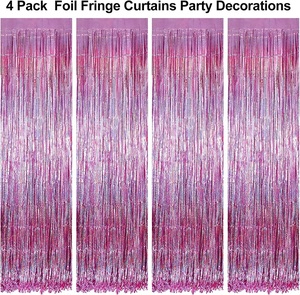 Cortina de Franjas de Folha Metálica com Brilho para o Dia dos Namorados, 4 Peças, Decorações de Festa, Cortina de Franjas Metálicas de Lamê - Product Image 3