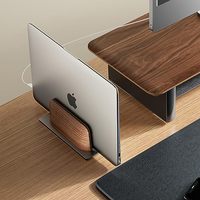 Support vertical réglable et extensible pour ordinateur portable, support pliable pour ordinateur portable, compatible MacBook/Pro, en bois de noyer noir