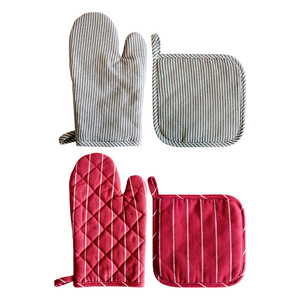 Mitaines de four de style nordique en coton résistantes à la chaleur, 26 cm, motif géométrique, pour la pâtisserie et la cuisine - Product Image 1