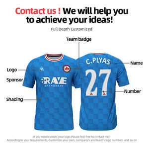 Camiseta de Fútbol Unisex con Logotipo Personalizado, 100% Poliéster, Transpirable, de Secado Rápido, Jersey de Fútbol con Sublimación Personalizada, Elástica - Product Image 3