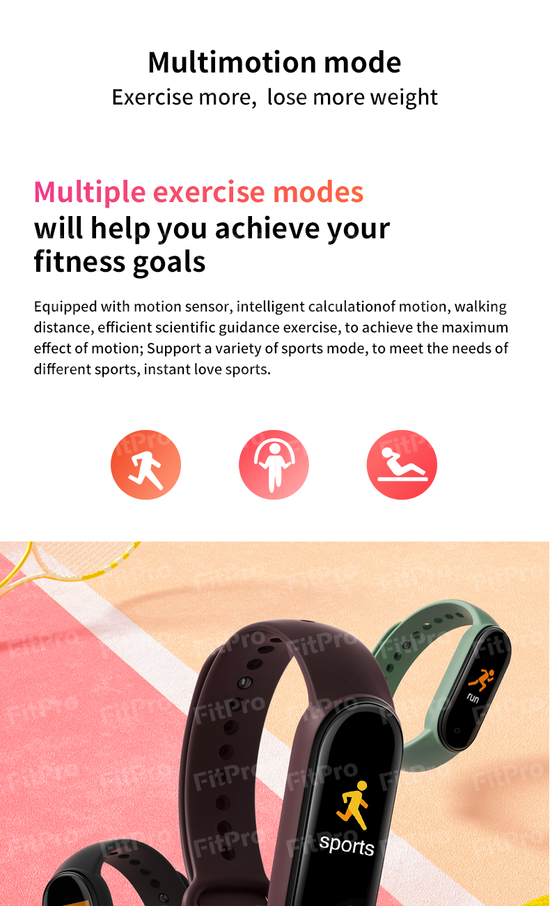 2021 New M6 Smart Band Bracelet Watch Fitness Tracker Heart Rate Blood Pressure Monitor Color Screen IP67 For Mobile Phone