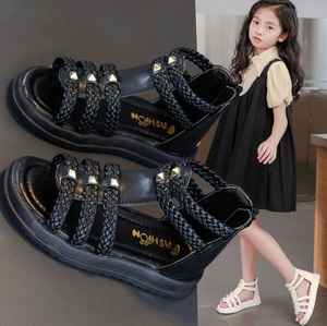 Sandalias de Niña, Estilo Veraniego, Punta Abierta, Zapatos de Princesa con Suela Suave, Zapatos Romanos de Caña Alta para Niñas de 10 Años - Product Image 5