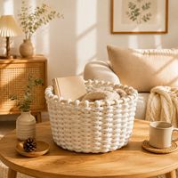 Panier de rangement en coton tissé à la main de style coréen pour cosmétiques, collations, jouets et décoration intérieure