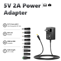 Adaptor AC USB-C 5V 2A 10W dengan 9 Tip untuk Elektronik Rumah Tangga TV Box Router Kipas Mini LED Strip Speaker