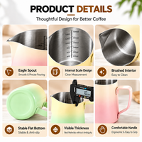 Pichet à café Kingze écologique et portable pour latte art, 450 ml, en acier inoxydable dégradé, avec échelle graduée