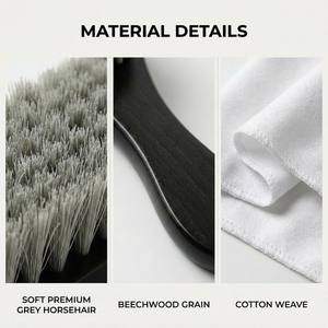 Cepillo para Zapatos de Pelo de Caballo Premium de Fábrica, Kit de Pulido de Cuero de 3 Piezas, Cerdas Suaves, Sin Rayones, Mango de Madera de Haya, Paño de Algodón, OEM/ODM - Product Image 3