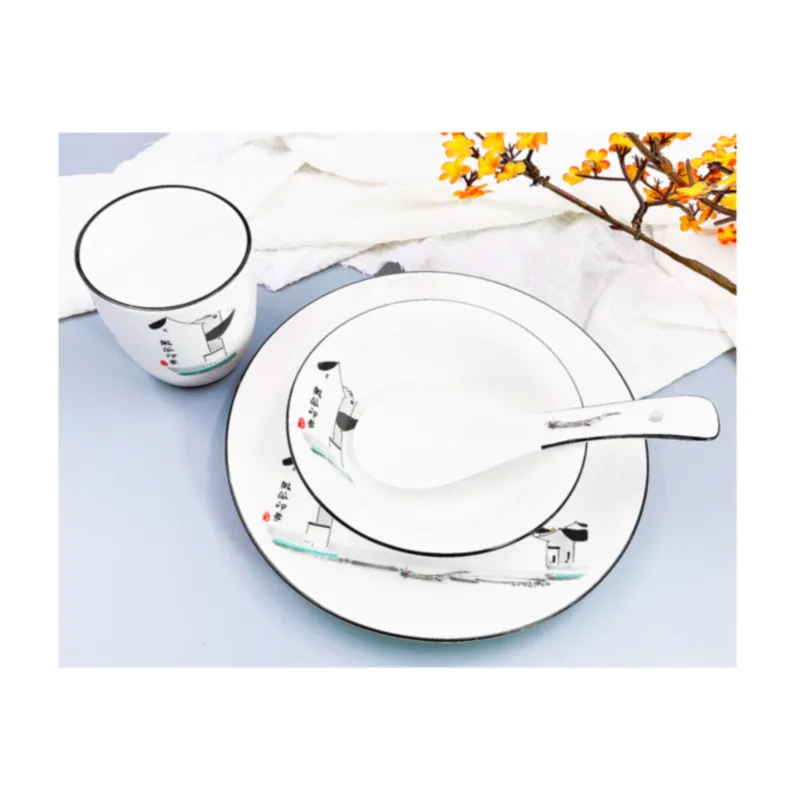 Западный стиль, Скандинавская белая посуда, роскошный фарфоровый Обеденный набор, керамическая посуда в скандинавском стиле