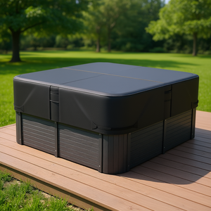 Couverture de bain à remous extérieure résistante aux intempéries noire 85 x 85 x 20 pouces - Product Image 2