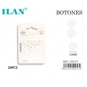 Bottoni bianchi Ilan da 15 mm a 4 fori, confezione da 24 per cucito e artigianato - Product Image 3