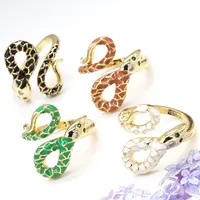 Ring Snake Adjustable Colored Enamel Ring Women Snake Ring Design 18K Gold Plated Jewelry