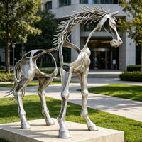 Sculptures d'extérieur sur mesure en acier inoxydable, style abstrait creux, cheval debout, pour villas et jardins